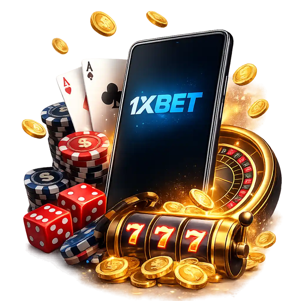 1xBet online casino in Somalia with slots, roulette, poker chips and mobile app