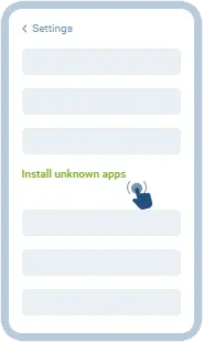 Android settings screen to allow installation of apps from unknown sources for 1xBet APK