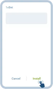 Installation screen of the 1xBet APK on Android with the Install button